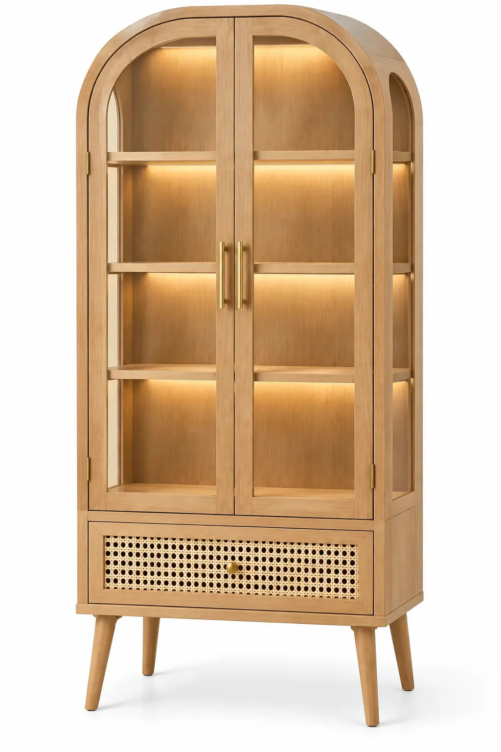 Vitrina de almacenamiento con formas arqueadas, marr¨®n