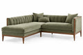 Sof¨¢ esquinero tapizado con acolchado acanalado, verde y marr¨®n