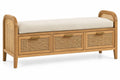 Banco con asiento acolchado con detalles de entramado, marr¨®n y beige