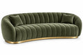 Sof¨¢ tapizado con acolchado acanalado, verde y marr¨®n