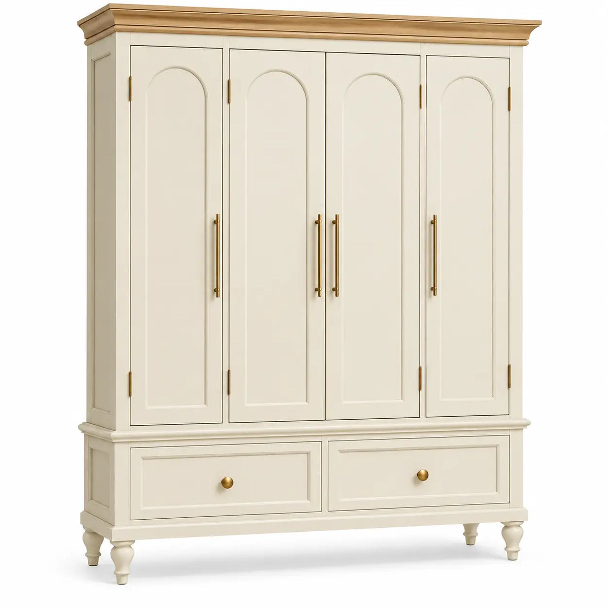 Armario de almacenamiento con formas arqueadas y cajones, blanco y marr¨®n