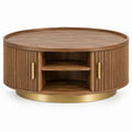 Mesa de centro de contorno redondeado, marr¨®n y dorado